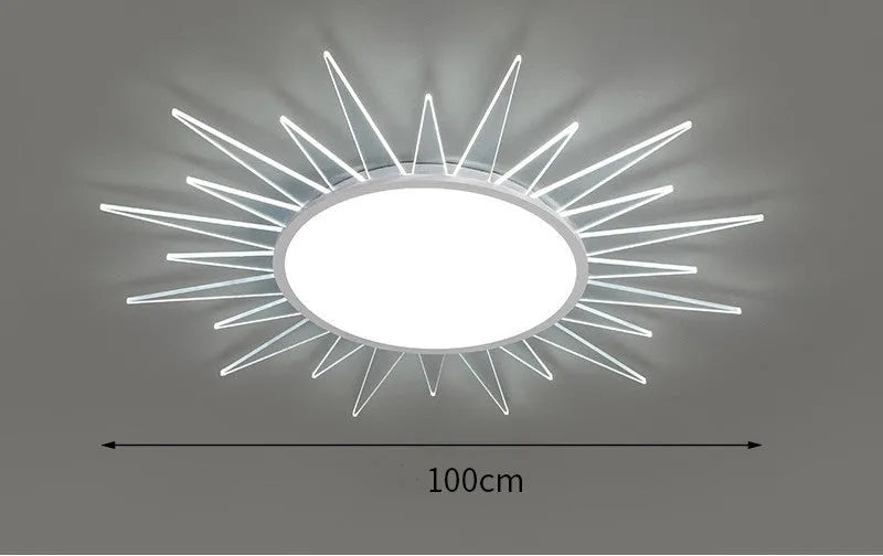 Round aluminium LED ceiling lamp with remote control in four size options for modern interiors