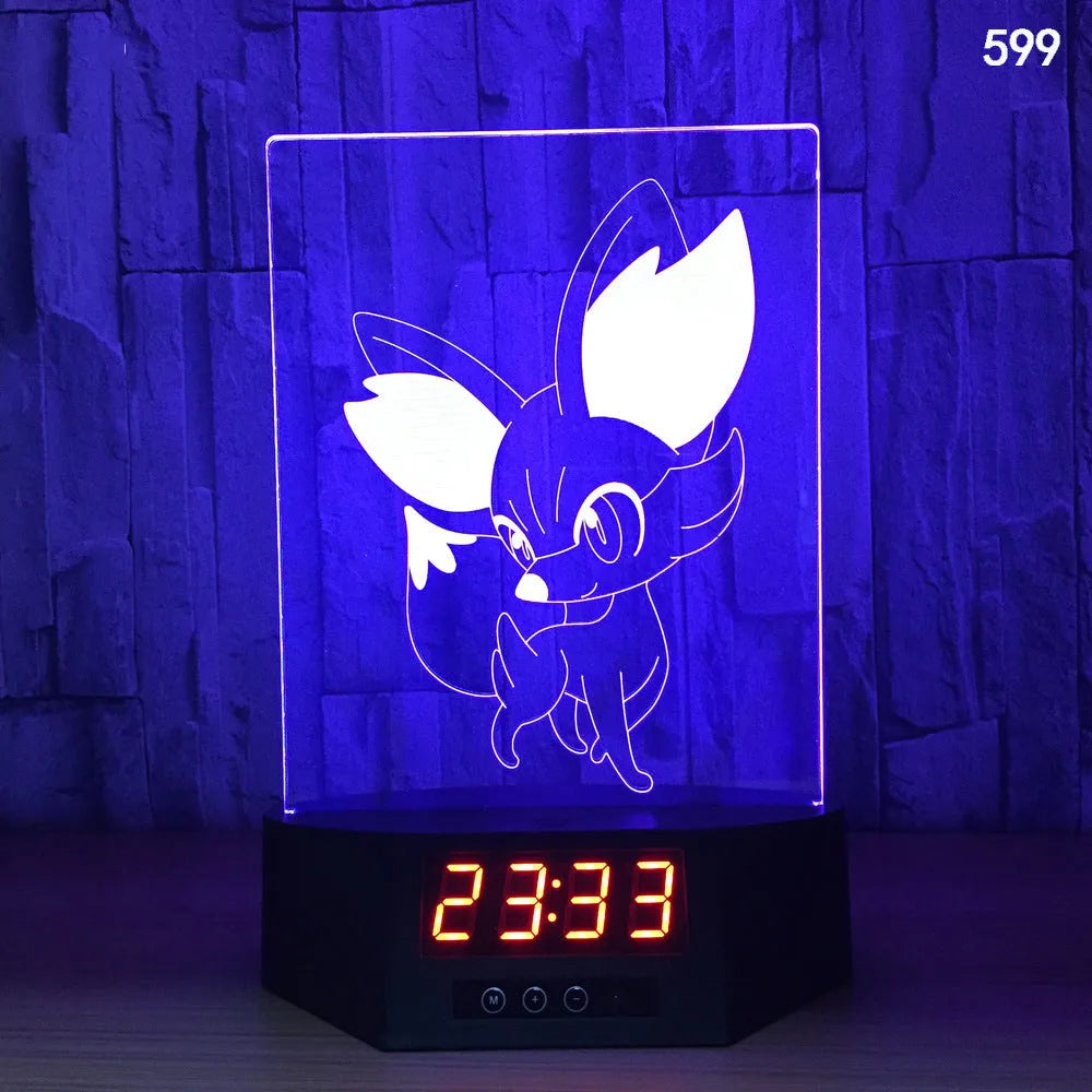 Glowing blue dolphin 3D LED table lamp with remote control on a wooden surface.