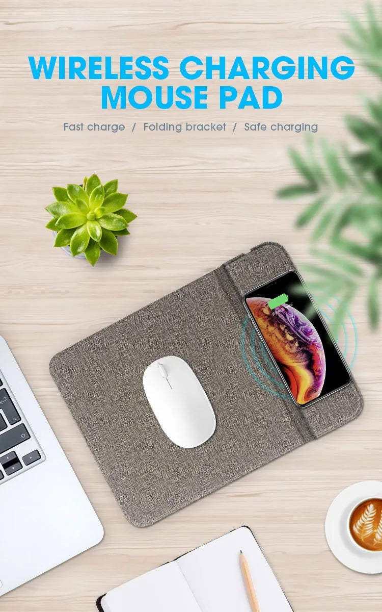 Foldable cloth phone holder wireless charger showing compact folded size and phone charging position
