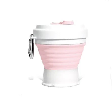 Blue double wall silicone cold shake cup with cylindrical shape and pinch activation for instant beverage cooling