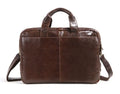 Brown first layer cowhide leather business briefcase, 18 inches in size.