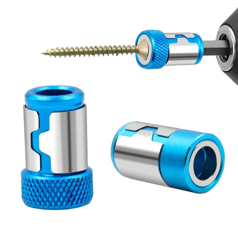 Light blue screwdriver bit with magnetic ring for slotted metric screws