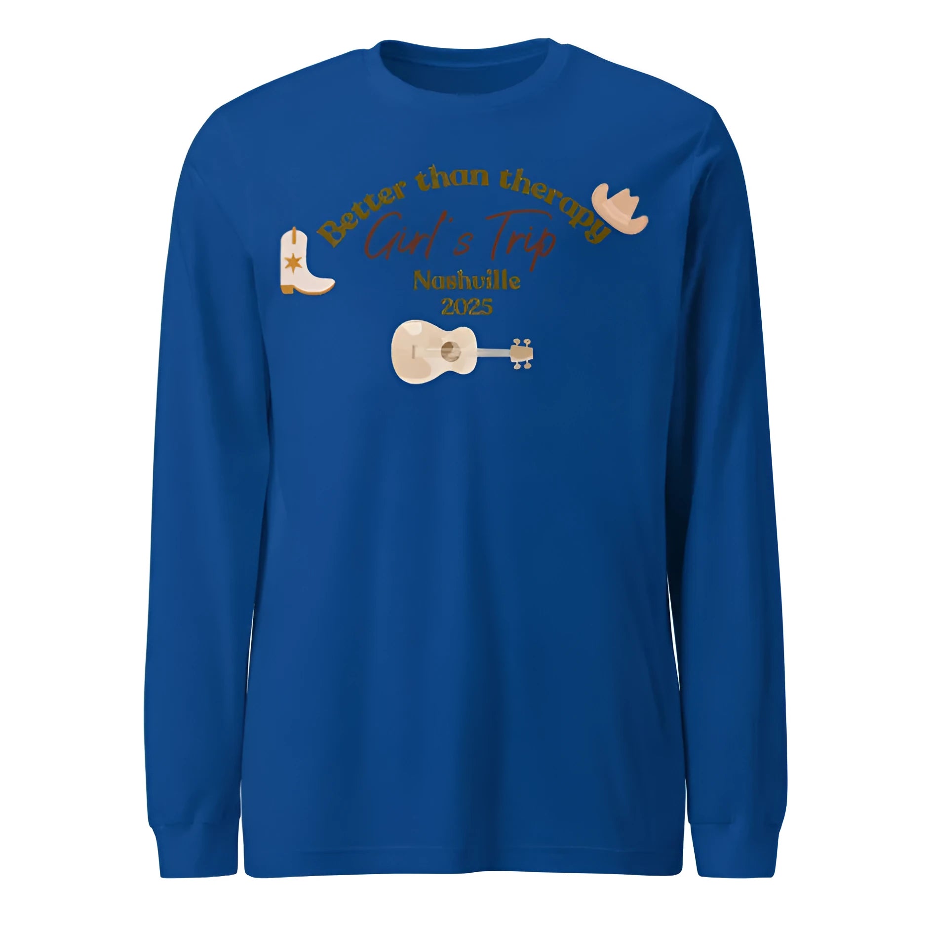 Men's blue loose fit polyester sweater with printed design in Japanese Korean casual style