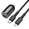 Baseus electro-optical grey 30W PPS car charger with 1 metre cable for mobile phones