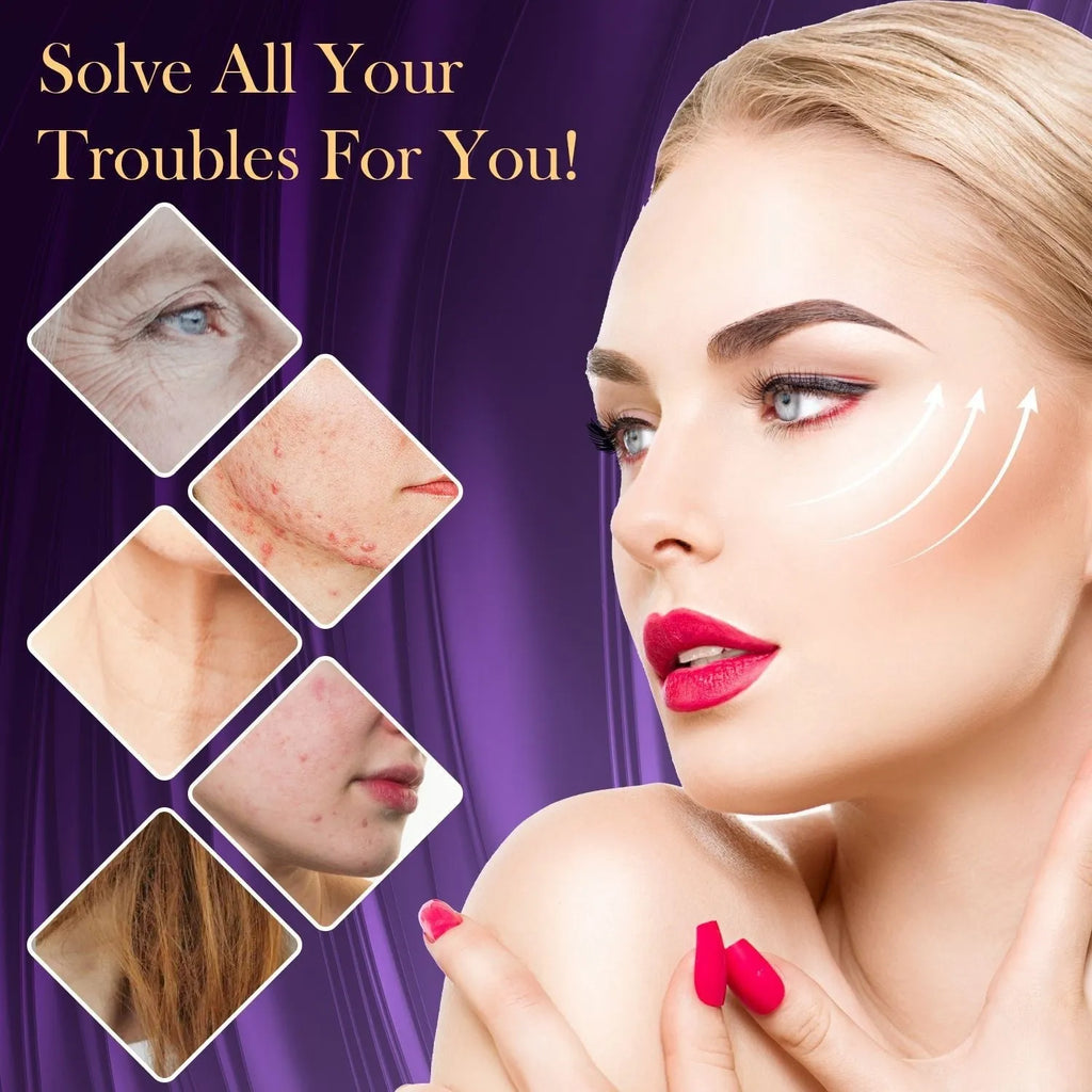 Purple high wave electrotherapy rod beauty instrument with six accessory heads for professional treatments