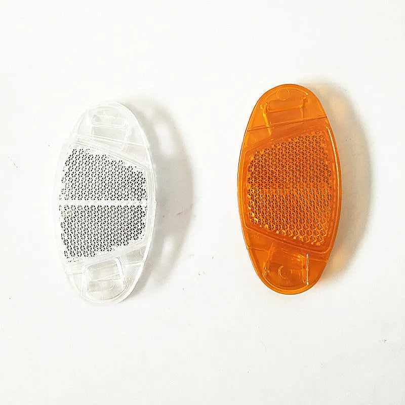White and yellow bicycle reflector spoke decorations for front and rear wheels
