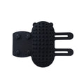 Silicone pet grooming comb with adjustable strap mounted on table leg for cats and dogs