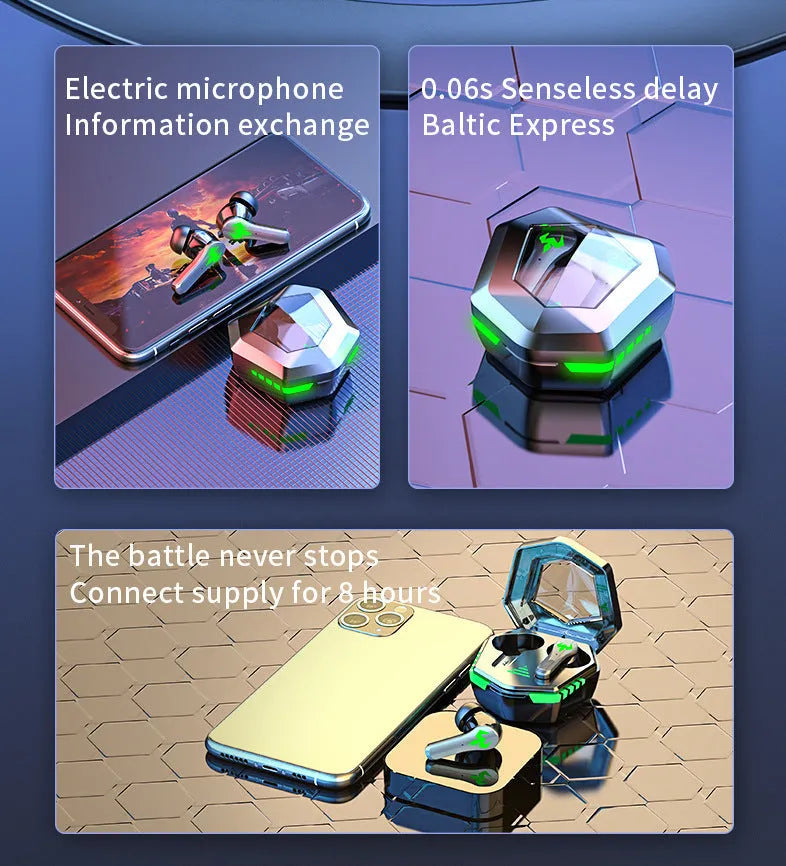 Black N35 wireless Bluetooth gaming headset with in-ear design
