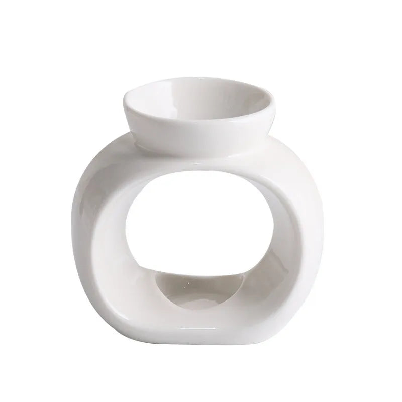 White Nordic glazed porcelain aromatherapy stove ornament for indoor fragrance warming