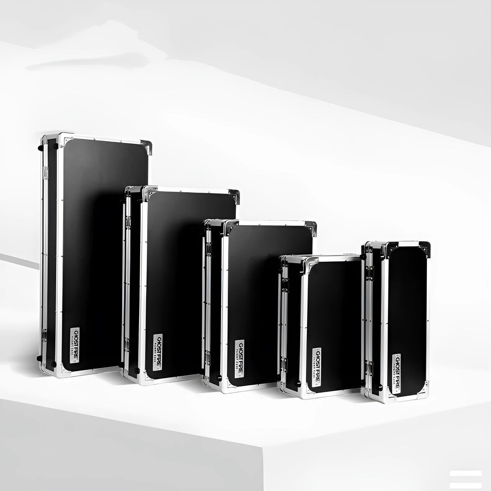 Single piece black aviation flight box designed for TEC8 trumpet style guitar effect device body