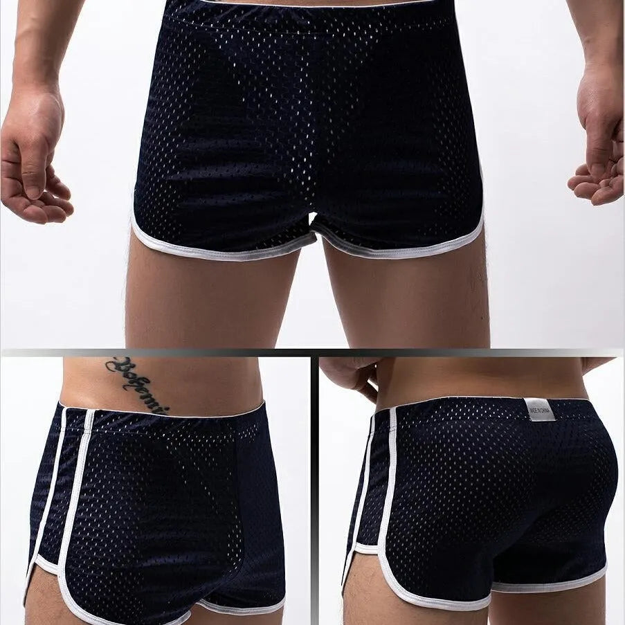 Men's cotton blend boxer shorts in mid-waist design, shown in multiple colours.