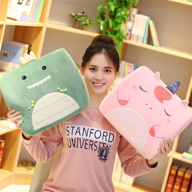 Office car cushion with cartoon design featuring removable memory foam inner core