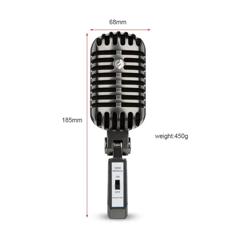 Retro style wireless condenser microphone with cardioid pattern for karaoke and recording