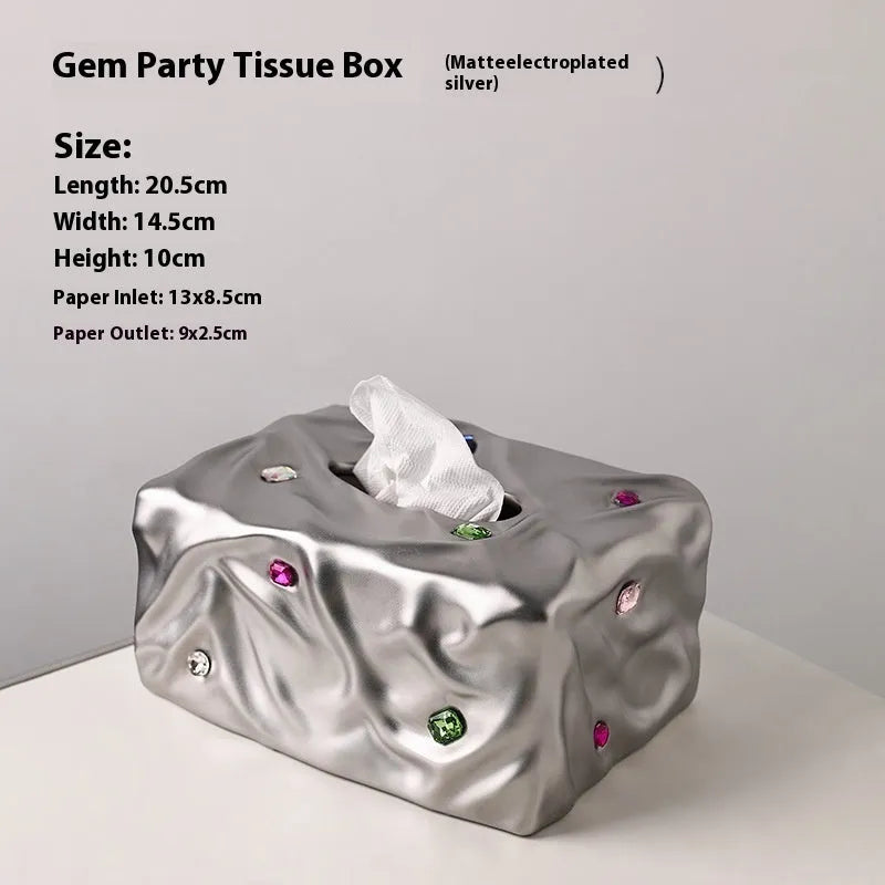 Ceramic tissue box with matte finish in coconut milk white or silver electroplated colour options