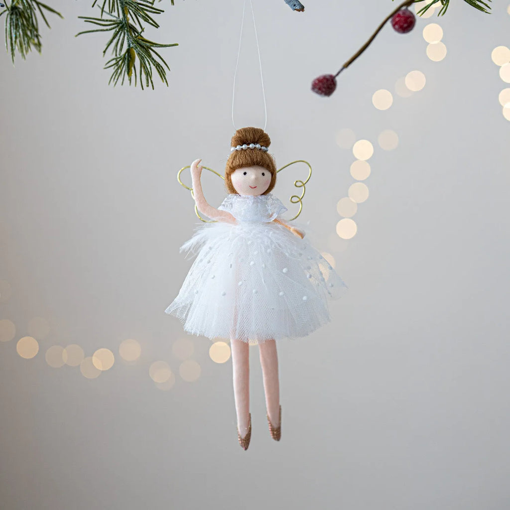 Plush ballet girl doll pendant charm in pink and white colour options with cloth construction