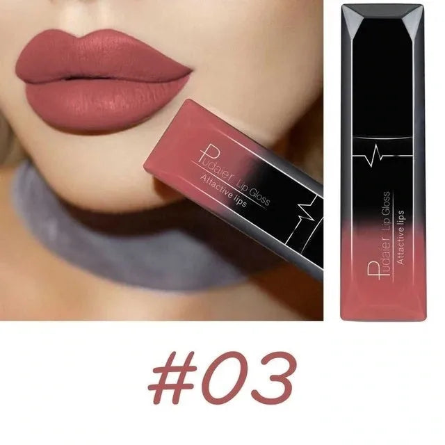 Matte liquid lipstick tube 8ml with 21 numbered shades, long-lasting and waterproof lip glaze for makeup