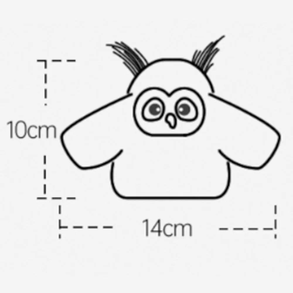 Grey automatic chirping owl cat toy with flapping wings on green background