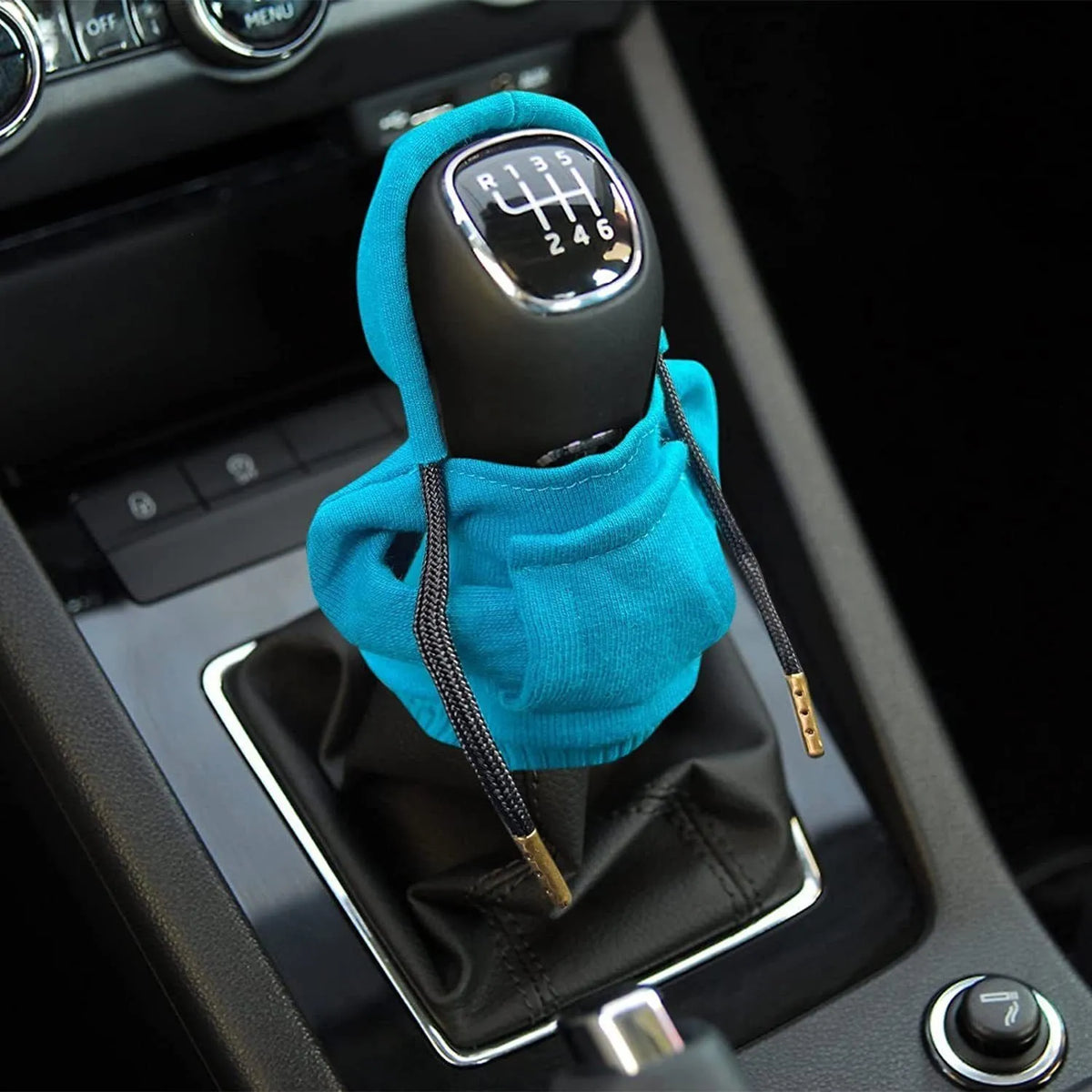 Cloth gear shift knob hoodie cover for manual and automatic cars measuring 13x8cm in multiple colours