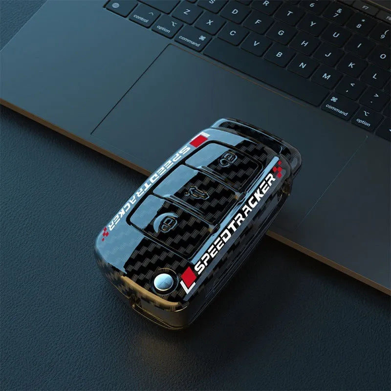 Carbon fibre style car key cover with mirror surface in feilin material