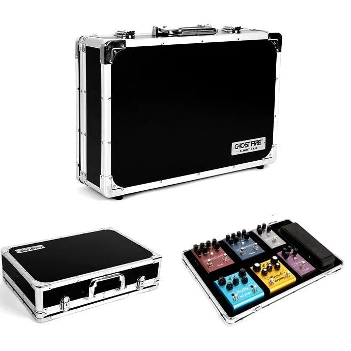 Single piece black aviation flight box designed for TEC8 trumpet style guitar effect device body