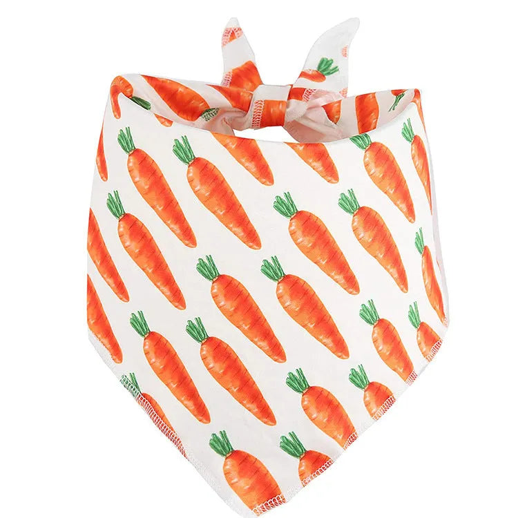 Easter pet decor kit with two 16cm rope carrots, a 68x46x46cm triangle towel, and a 27cm x 13cm hair hoop
