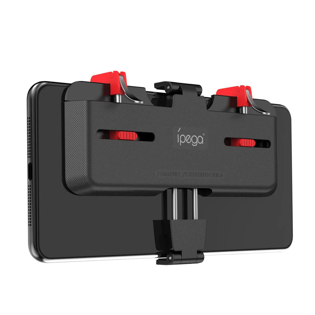 Black metal PG-9137 phone gaming bracket with adjustable trigger and telescopic clip for 67-87mm wide phones.