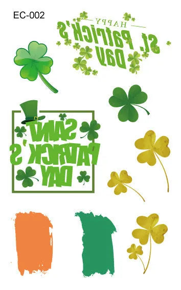St. Patrick's Day clover design temporary tattoo sticker on paper backing.