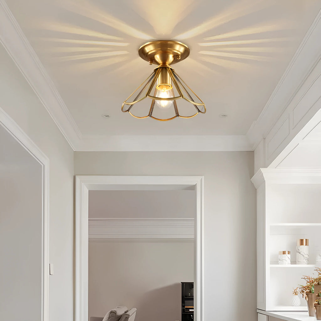 Pure copper ceiling lamp, small American style, 220V, copper finish 1138 or W302, for bedroom study corridor
