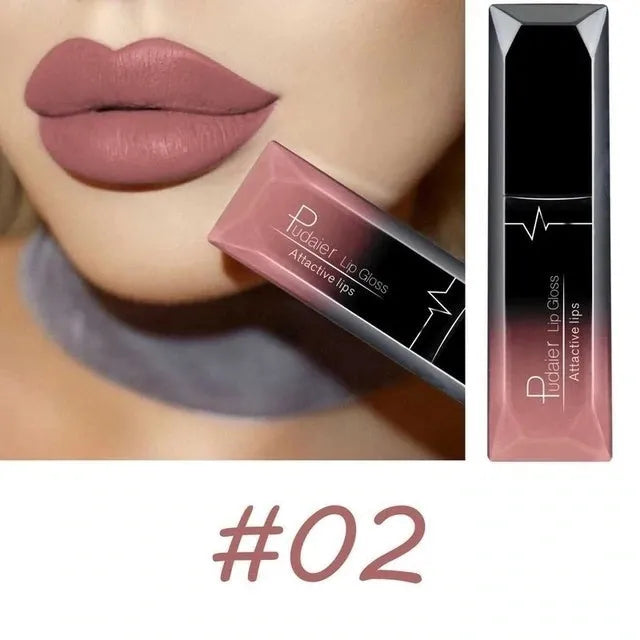 Matte liquid lipstick tube 8ml with 21 numbered shades, long-lasting and waterproof lip glaze for makeup