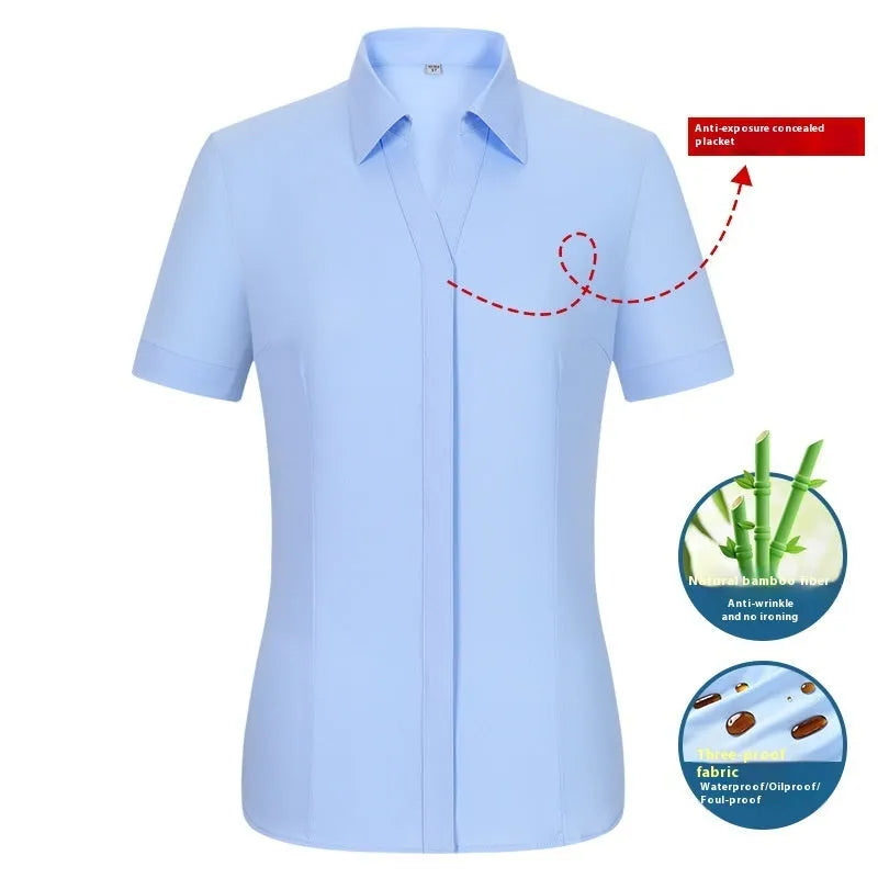 Men's waterproof bamboo fibre business shirt in slim fit with square collar