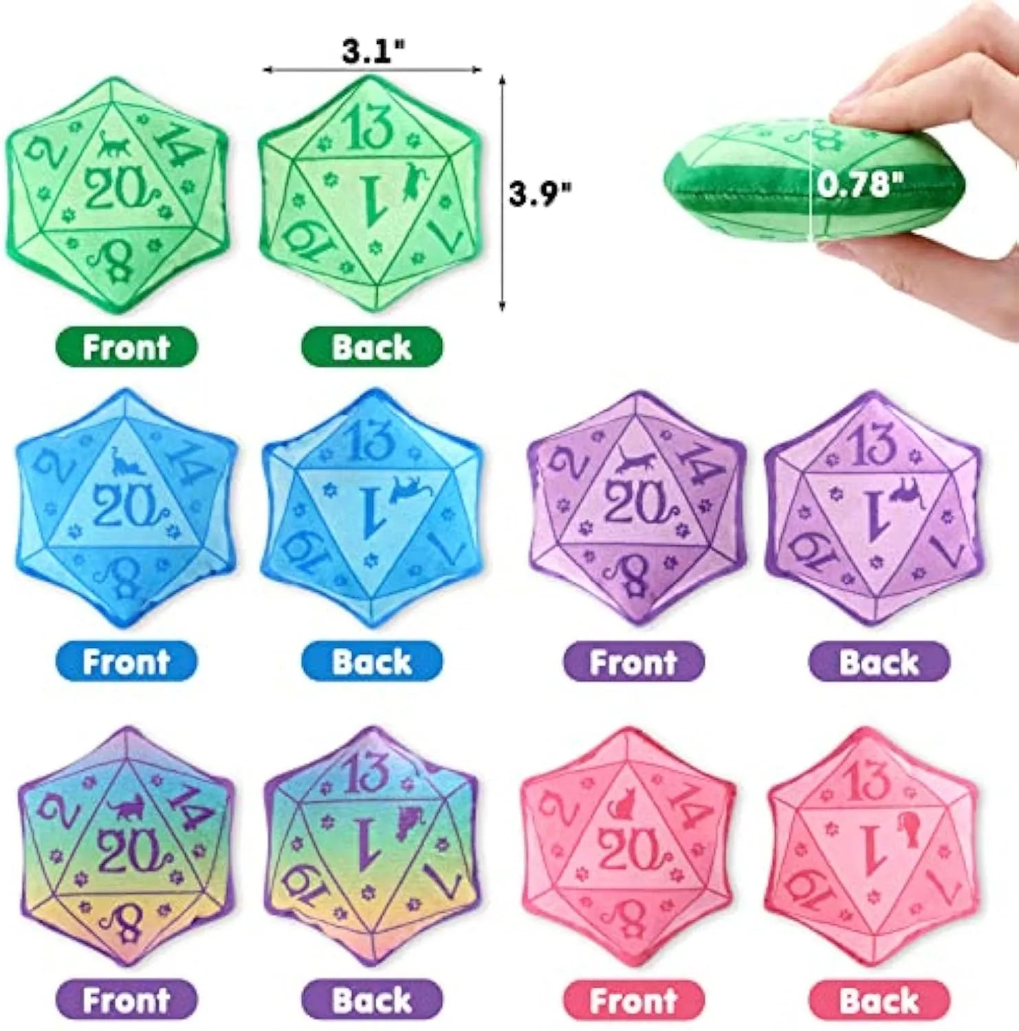 Blue dice-shaped catnip toy with organic catmint filling for interactive feline play