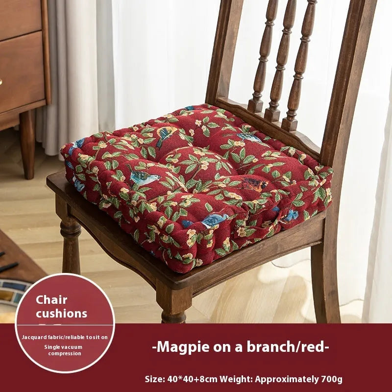American dining chair cushion with plant pattern in apricot colour, 40×40×8cm with waist support