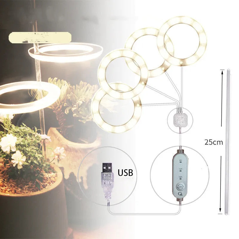 USB LED plant grow light with acrylic stick in pink white or sunshine yellow colour options.