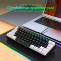 Simple wired 61-key membrane keyboard with compact UK layout in white and black colour scheme