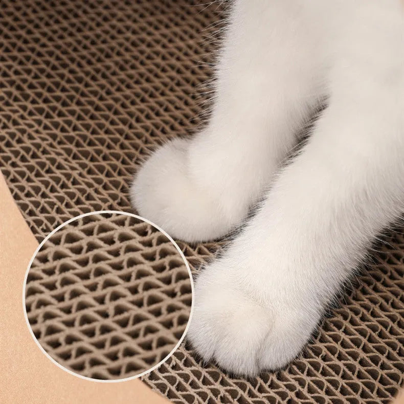 Brown paper cat nest with integrated scratch board measuring 40x30x53cm