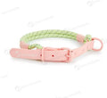 Dark Red Purple Yellow PVC dog hand holding rope leash showing 120cm length.