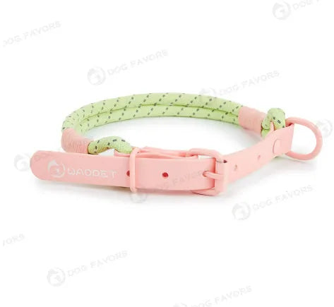 Dark Red Purple Yellow PVC dog hand holding rope leash showing 120cm length.