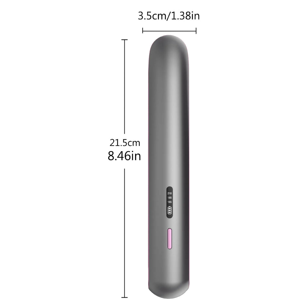 Moon shadow gray wireless hair straightener with tourmaline ceramic plates for bangs