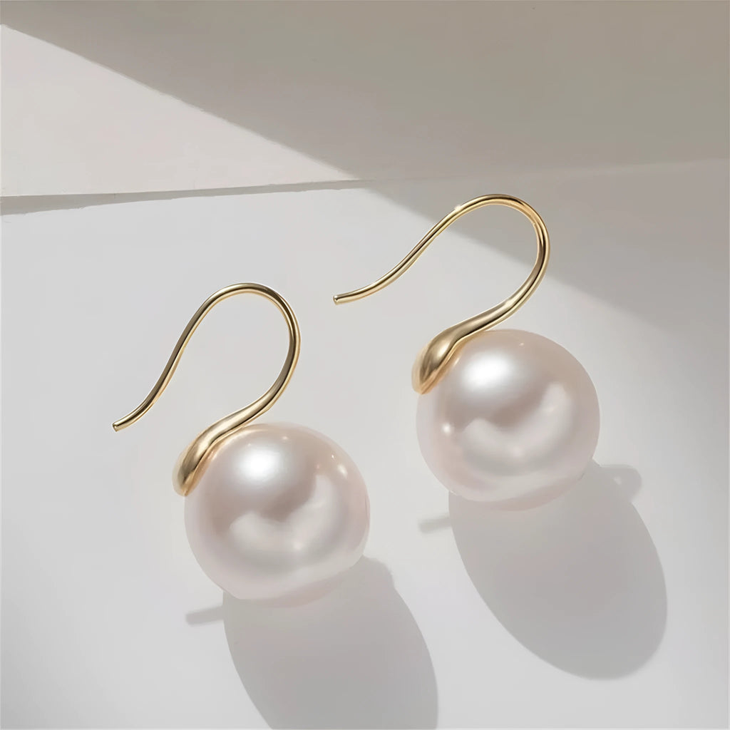 C-shaped earrings with 925 silver ear piercing, mother-of-pearl mosaic, 12mm or 14mm pink, colourful, or white beads