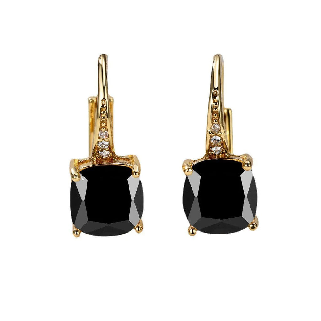 Square zircon geometric ear hooks with Korean fashion design in multiple colour options