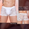 Men's nylon boxer briefs with lace detail in black white and red free size