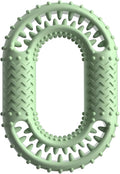 Blue O-ring shaped dog chew toy for aggressive chewers with dental cleaning benefits