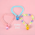 Adjustable plastic pet collar in macaron candy colours showing chain blue, pink and mixed options