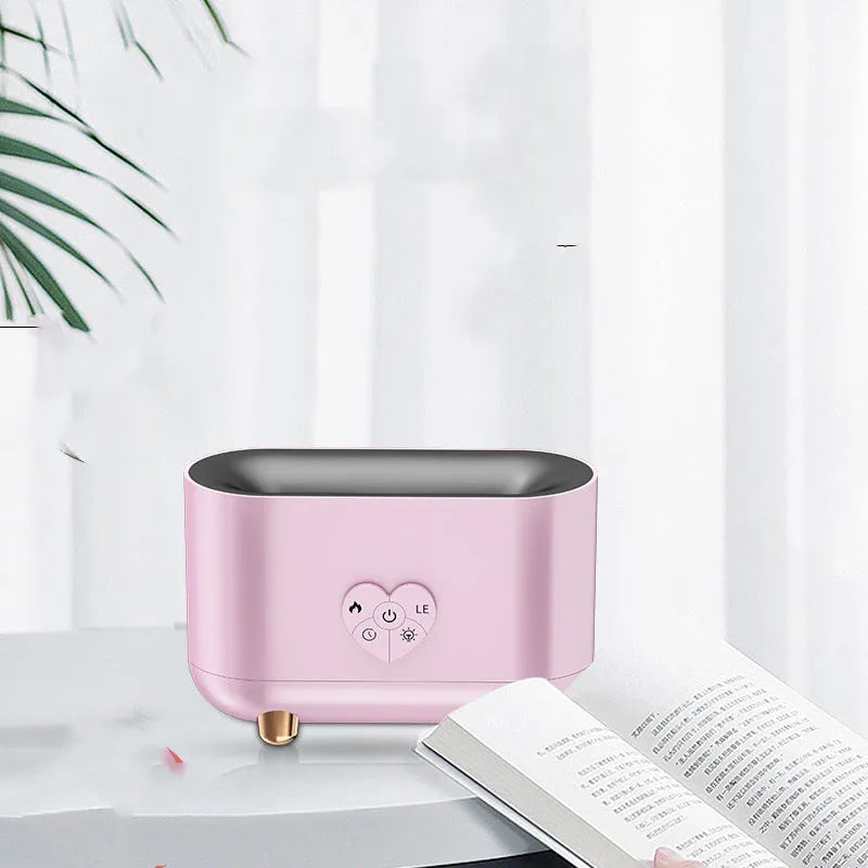 White flame humidifier with USB power, aromatherapy function, 1.0-2.5L tank, and remote control