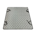 Car pet mat for rear seats with water resistant cloth and dog paw print design in grey colour