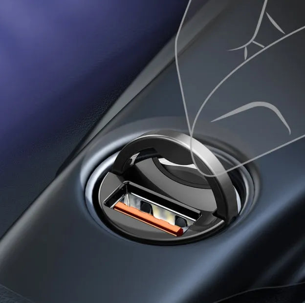 Baseus electro-optical grey 30W PPS car charger with 1 metre cable for mobile phones