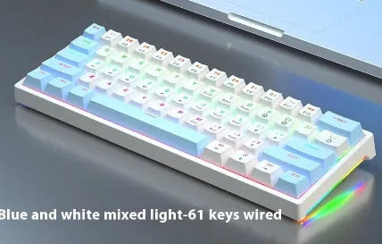 61-key computer mechanical keyboard with tea shaft switches in multiple colour combinations