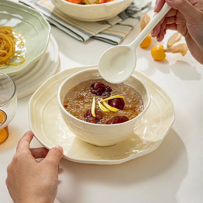 Modern ceramic dinnerware set with solid colour design and gift box packaging