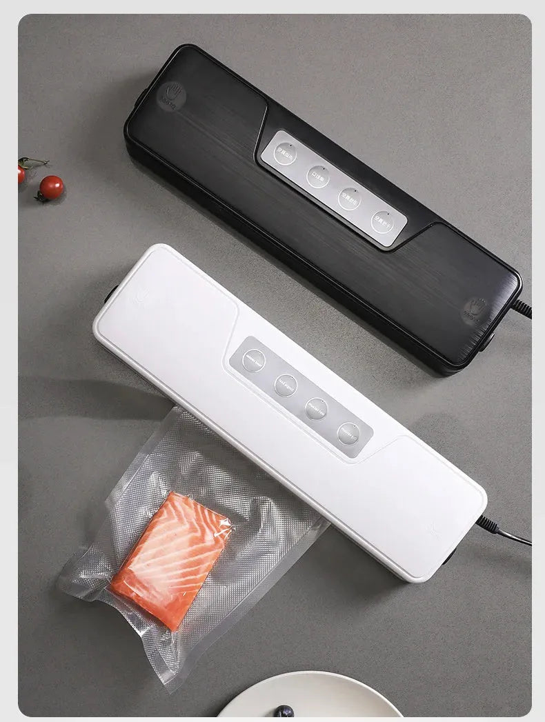 White automatic vacuum sealer machine for household food preservation with compact design