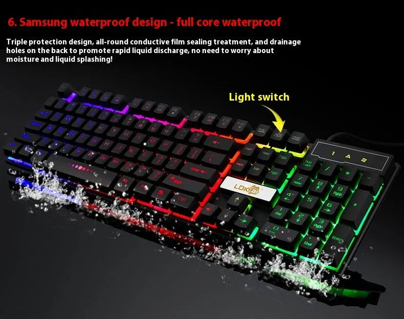 White LED gaming keyboard USB cable showing illuminated section and USB connectors